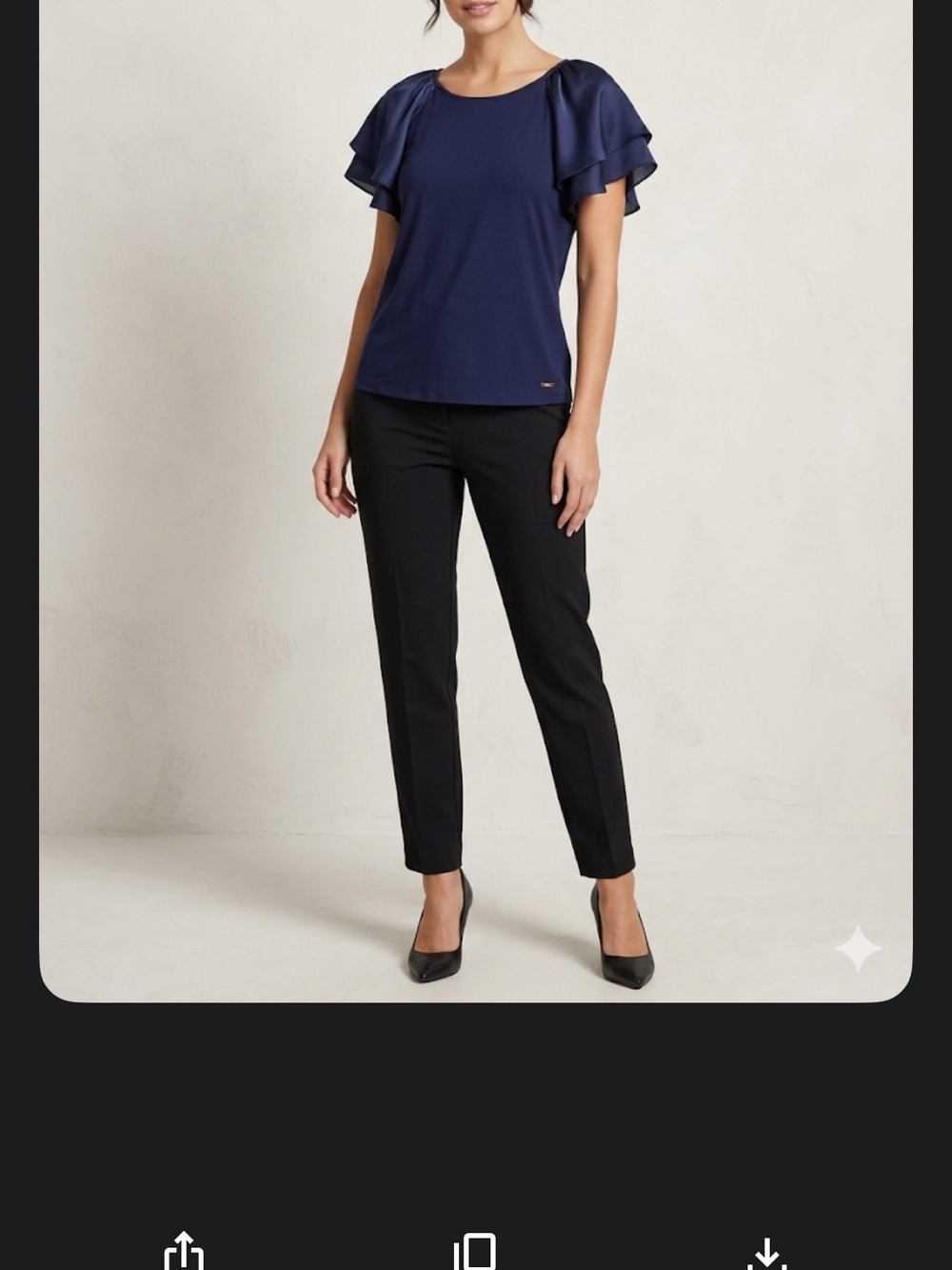 NINE WEST Size M Navy Satin-Trim Top